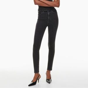 Aritzia Denim Forum The Lola High Rise Skinny Crop Black Jean Sz 30